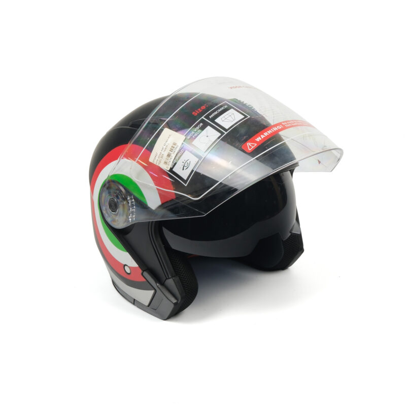 MTP Jeika mat siyah kırmızı yeşil şerit yarım motosiklet kaskı L şehir içi sürüş için hafif motor kaskı