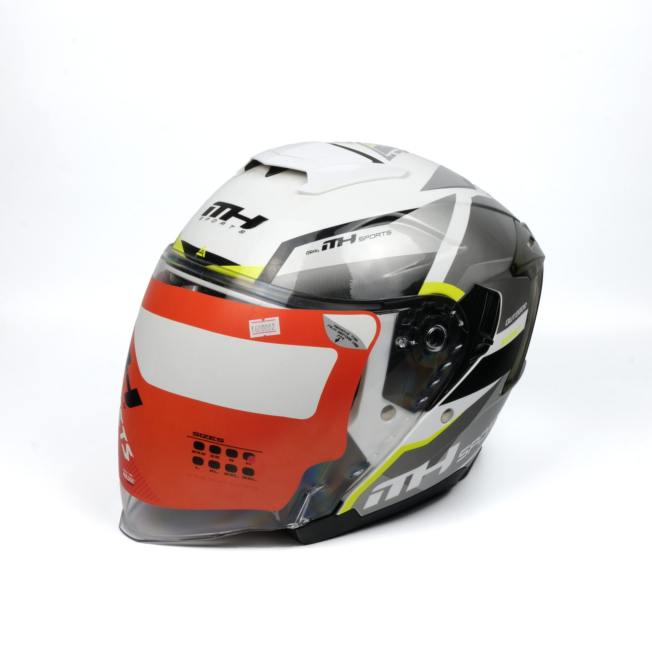 MTP MH Sports beyaz sarı çizgili yarım kask M hafif motosiklet kaskı şehir içi kullanım