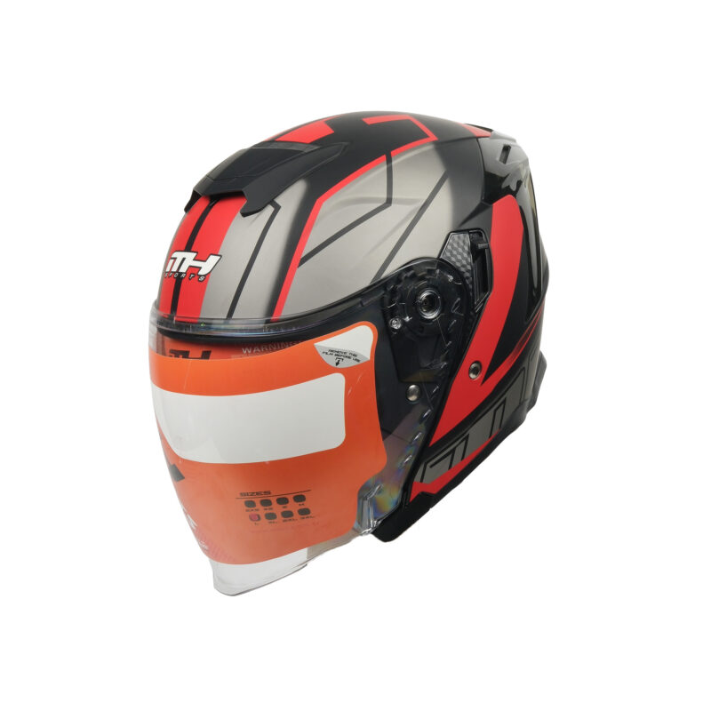 MTP MH Sports kırmızı siyah yarım motosiklet kaskı L şehir içi sürüş için hafif motor kaskı