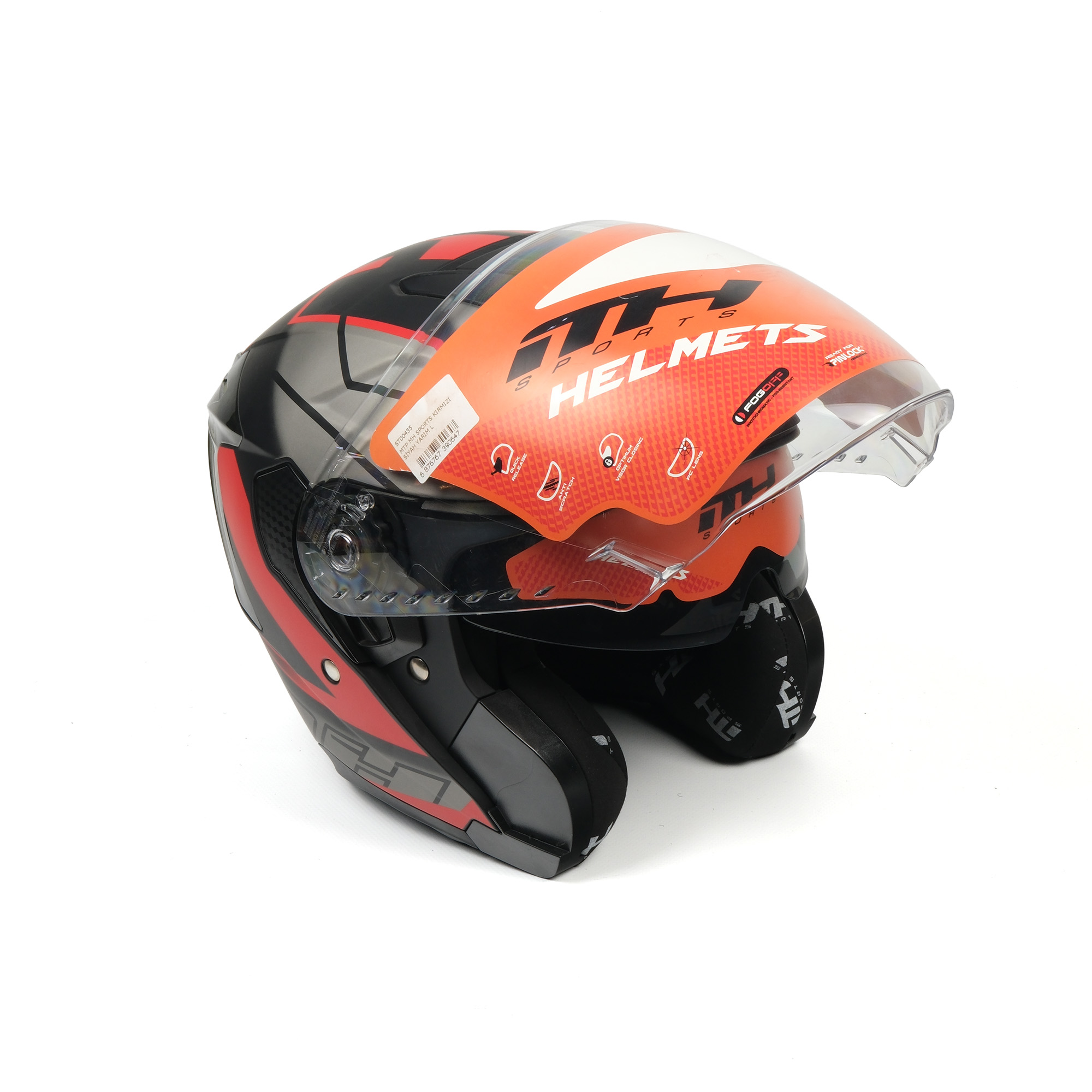 MTP MH Sports kırmızı siyah yarım motosiklet kaskı L şehir içi sürüş için hafif motor kaskı